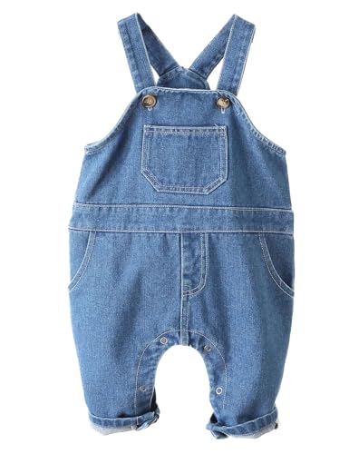 Echinodon Baby Denim-Latzhose Kleinkind Jeanshose Jungen Mädchen Freizeit Hose Latzhose H 73 von Echinodon