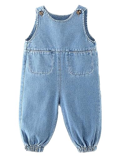 Echinodon Baby Jeans-Latzhose Denim Hose Kleinkind Jeanshose Baumwolle Hose Jungen Mädchen F 90 von Echinodon