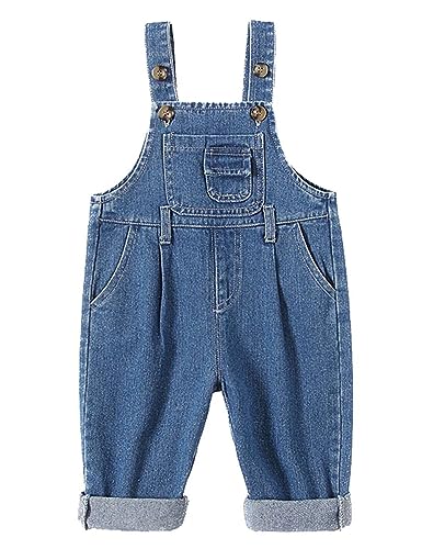 Echinodon Baby Jeans-Latzhose Denim Hose Kleinkind Jeanshose Baumwolle Hose Jungen Mädchen H 100 von Echinodon