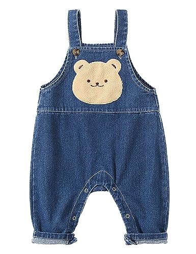 Echinodon Baby Jeans-Latzhose mit Druckknopf-Leiste Kleinkind Denim Hose Jeanshose Baumwolle Hose Jungen Mädchen A 70 von Echinodon