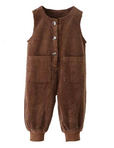 Echinodon Baby Latzhose Kleinkind Jungen Mädchen Cord-Latzhose Freizeit Hose Braun 104 von Echinodon