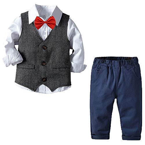 Echinodon [Bekleidungsset Junge Festlich Anzug Hemd mit Fliege + Weste + Hose Kinder Gentleman Set Baby Taufe 80 von Echinodon