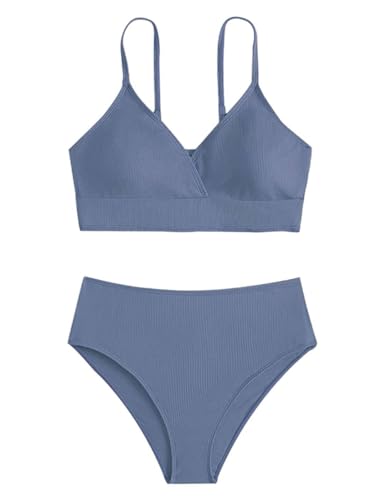 Echinodon Bikini Set Mädchen Gepolstert Bikini Teenager Schwimmanzug Bademode Hellblau 170 von Echinodon
