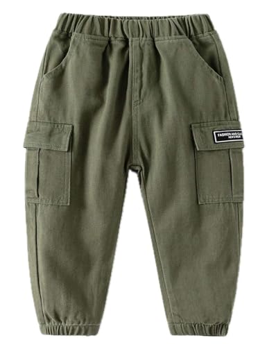 Echinodon Cargohose Kinder Jungen Cargo Hose Kleinkind Baumwolle Sweathose Freizeithose Jogginghose Armeegrün 100 von Echinodon