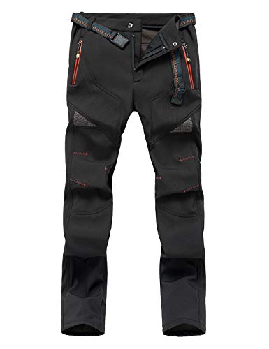 Echinodon Damen Hose Gefüttert Softshellhose Wasserabweisend Winddicht Atmungsaktiv Outdoorhose Wanderhose Herbst Winter Schwarz Asien XL von Echinodon