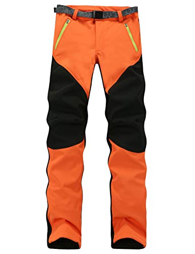 Echinodon Damen Softshellhose Gefüttert Hose Wasserabweisend Winddicht Funktionshose Outdoorhose Winterhose Wanderhose Orange Asien 3XL von Echinodon