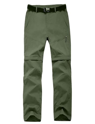 Echinodon Damen Zip Off Hose Schnelltrocknend Leicht Outdoorhose Trekkinghose Wanderhose Frühling Sommerhose Armeegrün S von Echinodon