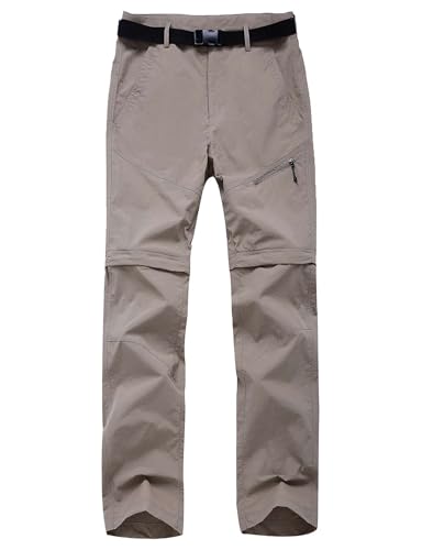 Echinodon Damen Zip Off Hose Schnelltrocknend Leicht Outdoorhose Trekkinghose Wanderhose Frühling Sommerhose Khaki L von Echinodon