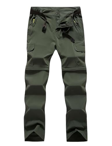 Echinodon Damen Zipp-Off-Hose Stretch Outdoorhose 2 in 1 Wanderhose Schnelltrocknend Sommer Funktionshose Armeegrün Asien 2XL von Echinodon