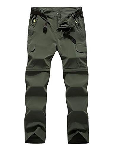 Echinodon Damen Zipp-Off-Hose Outdoorhose 2 in 1 Wanderhose mit Gürtel Schnelltrockend Sommer Funktionshose Armeegrün Asien XL von Echinodon