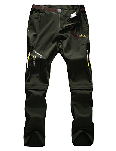 Echinodon Damen Zipp Off Hose Schnelltrockende Outdoorhose Trekkinghose Wanderhose Funktionshose Sommer Frühling Armeegrün 4XL von Echinodon