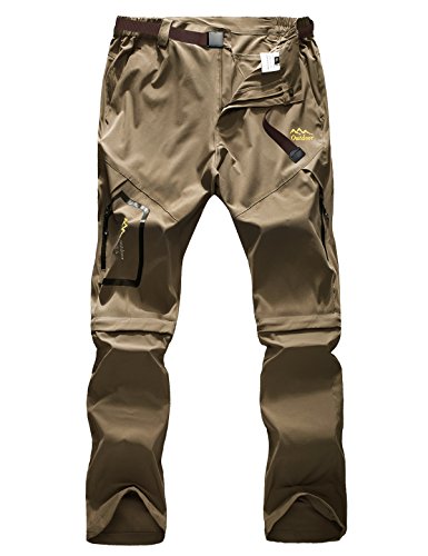 Echinodon Damen Zipp Off Hose Schnelltrockende Outdoorhose Trekkinghose Wanderhose Funktionshose Sommer Frühling Khaki 4XL von Echinodon