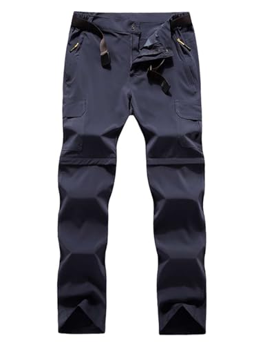 Echinodon Damen Zipp-Off-Hose Stretch Outdoorhose 2 in 1 Wanderhose Schnelltrocknend Sommer Funktionshose Grau Asien 3XL von Echinodon