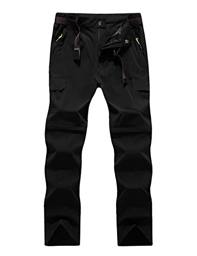 Echinodon Damen Zipp-Off-Hose Stretch Outdoorhose 2 in 1 Wanderhose Schnelltrocknend Sommer Funktionshose Schwarz Asien M von Echinodon
