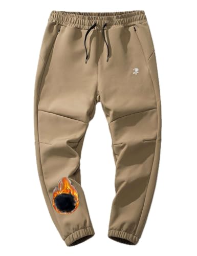 Echinodon Gefütterte Softshellhose Kinder Jungen Outdoorhose Winterhose Jogginghose Wanderhose Thermohose Schwarz 130 von Echinodon