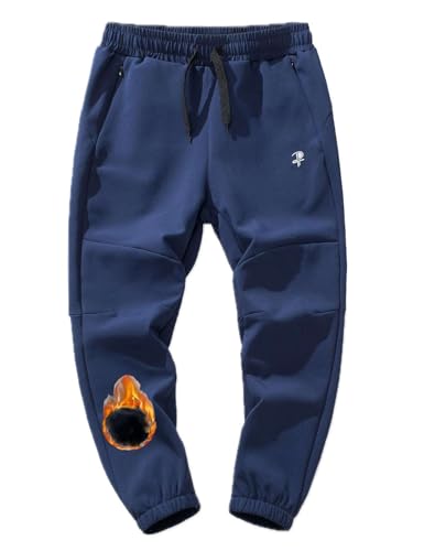 Echinodon Gefütterte Softshellhose Kinder Jungen Outdoorhose Winterhose Jogginghose Wanderhose Thermohose Schwarz 140 von Echinodon