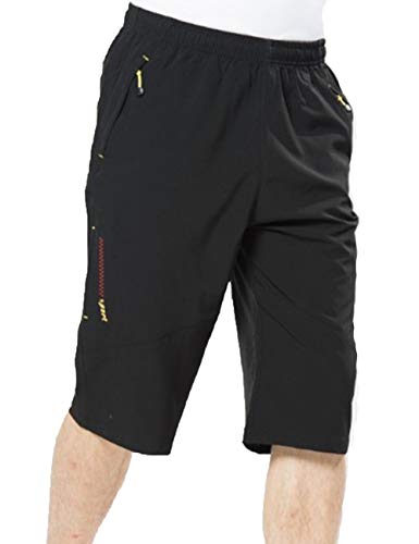 Echinodon Herren 3/4 Outdoorhose Schnelltrocknend/Leicht/Atmungsaktiv Kurze Hose Trekkinghose Wanderhose Sommer Schwarz von Echinodon