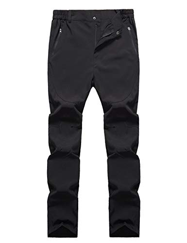 Echinodon Herren Hose Dünn Leicht Elastisch Outdoor Sommer Wanderhose Schnelltrockend Atmungsaktiv Trekkinghose Schwarz Asien-L von Echinodon