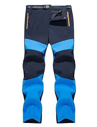 Echinodon Herren Hose Gefüttert Softshellhose Wasserabweisend Winddicht Atmungsaktiv Outdoorhose Wanderhose Herbst Winter Blau Asien 4XL von Echinodon