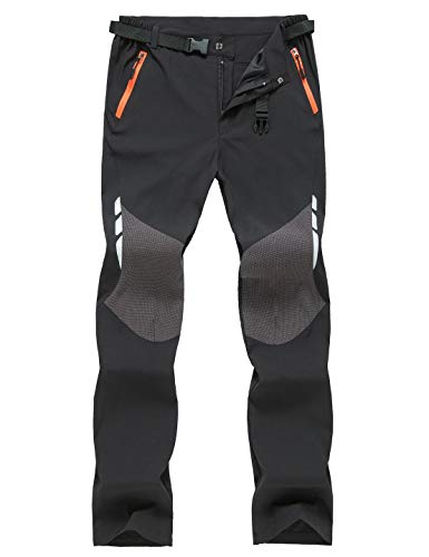Echinodon Herren Outdoor Hose Schnelltrockend Leicht Sommer Reflektoren Wasserabweisend Trekkinghose Wanderhose Schwarz Asien 2XL von Echinodon