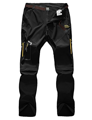 Echinodon Herren Outdoorhose Zipp Off Hose Schnelltrockende Trekkinghose Wanderhose Sommer Frühling Schwarz Asien XL von Echinodon