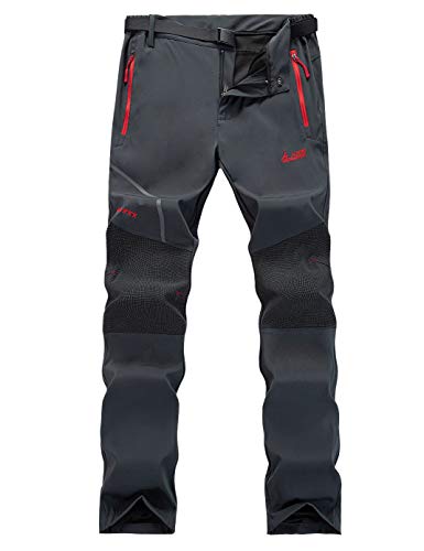 Echinodon Herren Softshellhose Gefüttert Hose Winter Wasserabweisend Warm Winddicht Funktionshose Wanderhose Outdoorhose Grau Asien 3XL von Echinodon