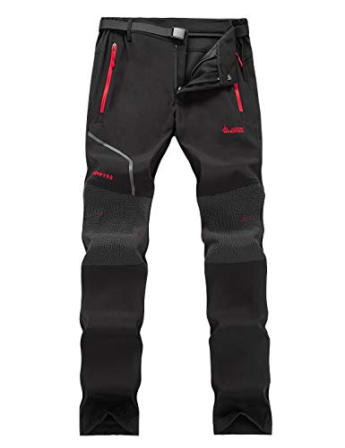 Echinodon Herren Softshellhose Gefüttert Hose Winter Wasserabweisend Warm Winddicht Funktionshose Wanderhose Outdoorhose Schwarz Asien 2XL von Echinodon
