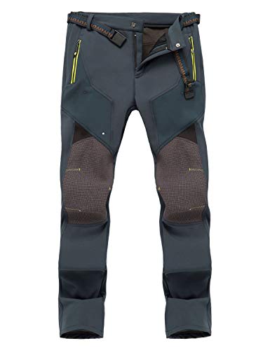 Echinodon Herren Softshellhose Hose Gefüttert Outdoorhose Wasserabweisend Winddicht Atmungsaktiv Trekkinghose Wanderhose Herbst Winter Grau Asien 2XL von Echinodon