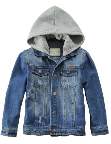 Echinodon Jeansjacke Kinder Jungen Mädchen Jeans Jacke mit Kapuze Denim Jacke Frühling Herbst A 120 von Echinodon