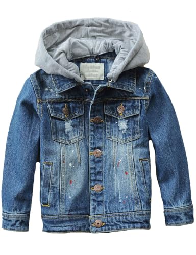 Echinodon Jeansjacke Kinder Jungen Mädchen Jeans Jacke mit Kapuze Denim Jacke Frühling Herbst C 160 von Echinodon