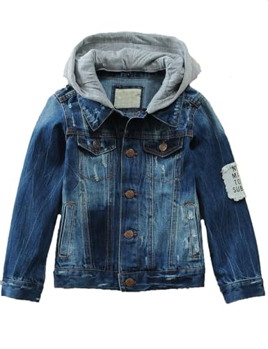 Echinodon Jeansjacke Kinder Jungen Mädchen Jeans Jacke mit Kapuze Denim Jacke Frühling Herbst E 140 von Echinodon