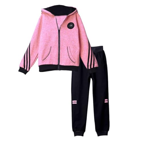 Echinodon Jogginganzug Mädchen Sweatjacke + Sporthose Sport Set Trainingsanzug Sportanzug Rosenrot 140 von Echinodon
