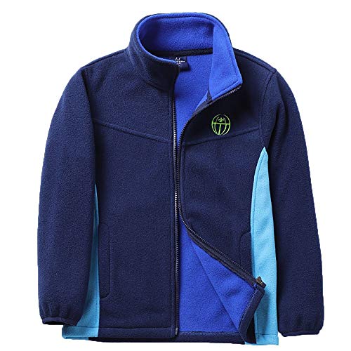 Echinodon Junge Fleecejacke Stehkragen Warm Weich Kinder Kapuzenjacke Frühling Herbst Blau XXL von Echinodon