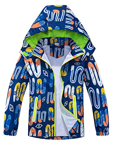 Echinodon Junge Jacke Kinder Windjacke Übergangsjacke mit abtrennbare Kapuze Frühling Herbst Blau 130 von Echinodon