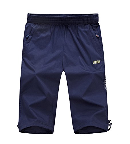 Echinodon Jungen 3/4 Kurze Hose Baumwolle Shorts Leicht Kinder Sweatshorts Sommerhose Sport und Freizeit Blau 160 von Echinodon