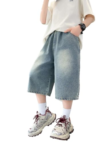 Echinodon Jungen 3/4 Kurze Hose Jeans Shorts Kinder Weite Dünne Jeanshose Sommer Hose C 150 von Echinodon