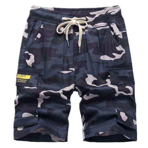 Echinodon Jungen Cargo Shorts Camouflage Kinder 1/2 Kurze Hose Baumwolle Sommer Bermuda Sweat Shorts Freizeitshorts Blau 140 von Echinodon