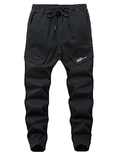 Echinodon Jungen Cargohose Kinder Jogginghose mit Kordelzug Jogger Hose Jogginghose Freizeithose Schwarz 140 von Echinodon