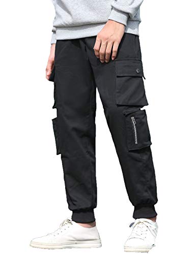 Echinodon Jungen Cargohose Sweathose Kinder Cargo Hose Sporthose Sport und Freizeit Hose Schwarz XL von Echinodon