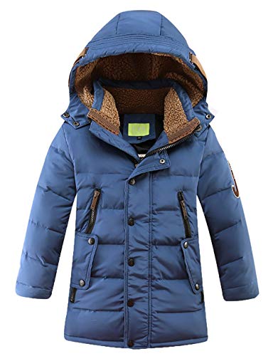 Echinodon Jungen Daunenjacke Kinder Winterjacke Verdickte Jacke mit Kapuze Kapuzenjacke Parka Blau 170 von Echinodon