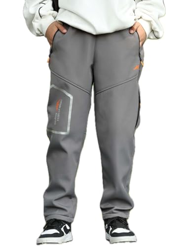 Echinodon Jungen Gefüttert Outdoorhose Wasserabweisend Winter Hose Wanderhose Thermohose Grau 170 von Echinodon