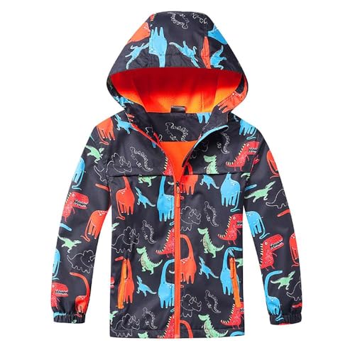Echinodon Jungen Gefütterte Jacke Dinosaurier Übergangsjacke Wasserdicht Winddicht Kinder Outdoorjacke Wanderjacke Trekkingjacke Orange 146-152 von Echinodon