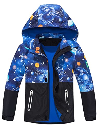 Echinodon Jungen Gefütterte Jacke Kinder Outdoorjacke Übergangsjacke mit Fleecefutter Wanderjacke Regenjacke H 130 von Echinodon