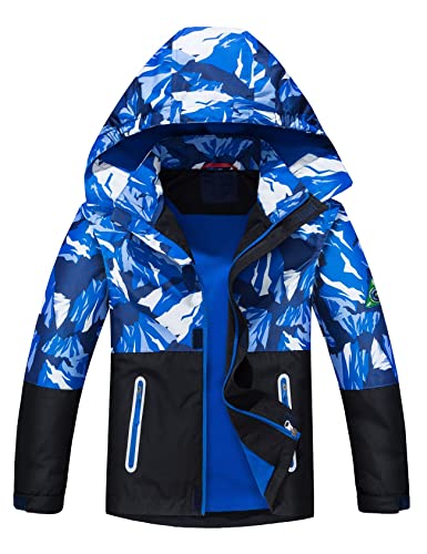 Echinodon Jungen Gefütterte Jacke Kinder Übergangsjacke Wasserabweisend Winddicht Outdoorjacke Wanderjacke Herbst Frühling Blau 120 von Echinodon