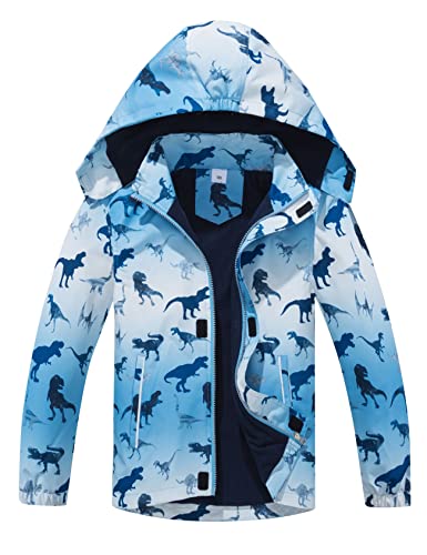 Echinodon Jungen Gefütterte Jacke Kinder Übergangsjacke Wasserabweisend Winddicht Outdoorjacke Wanderjacke Herbst Frühling Hellblau 130 von Echinodon