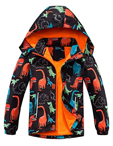 Echinodon Jungen Gefütterte Jacke Kinder Übergangsjacke Wasserabweisend Winddicht Outdoorjacke Wanderjacke Herbst Frühling Schwarz 150 von Echinodon