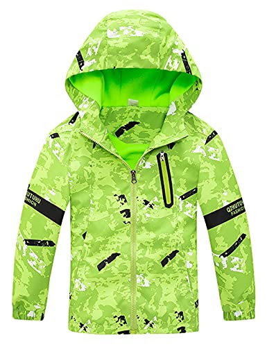 Echinodon Jungen Gefütterte Jacke Übergangsjacke wasserdicht Winddicht atmungsaktiv Kinder Outdoorjacke Wanderjacke Trekkingjacke Neu-Grün 130 von Echinodon
