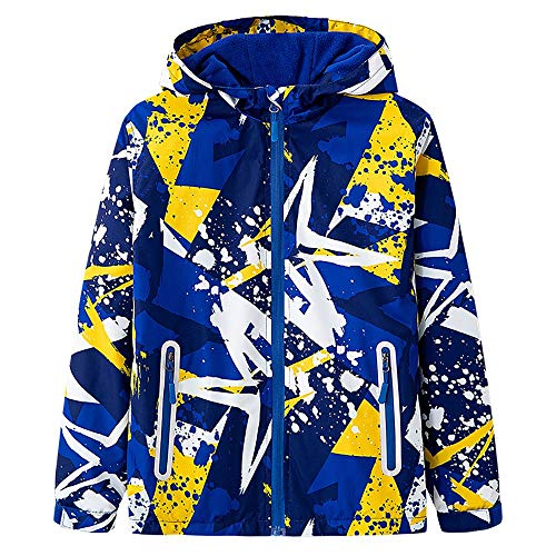 Echinodon Jungen Gefütterte Jacke Wasserabweisend Winddicht atmungsaktiv Kinder Sportjacke Wanderjacke Übergangsjacke Trekkingjacke Bunt 130 von Echinodon