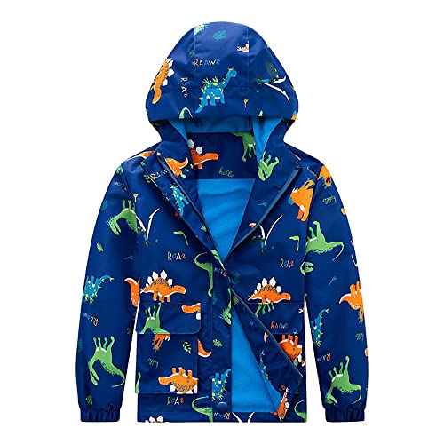 Echinodon Jungen Gefütterte Jacke mit Kapuze Outdoorjacke Kinder Übergangsjacke Wanderjacke Blau 120 von Echinodon