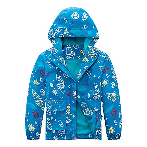 Echinodon Jungen Gefütterte Jacke mit Kapuze Outdoorjacke Kinder Übergangsjacke Wanderjacke Hellblau 110 von Echinodon